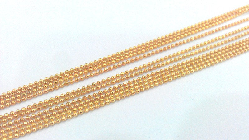 Gold Plated Ball Chain (1.2mm) 1 Meter - 3.3 Feet    , Gold Plated Brass  G2170