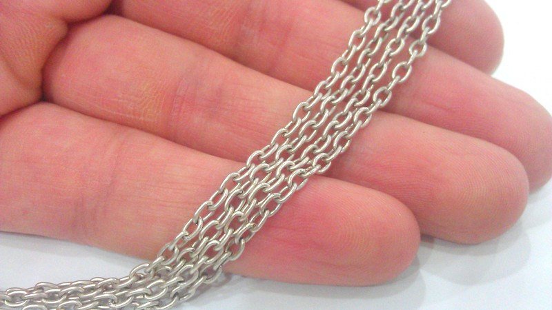 Antique Silver Plated Chain 1 Meter - 3.3 Feet  (3x4 mm) G11075