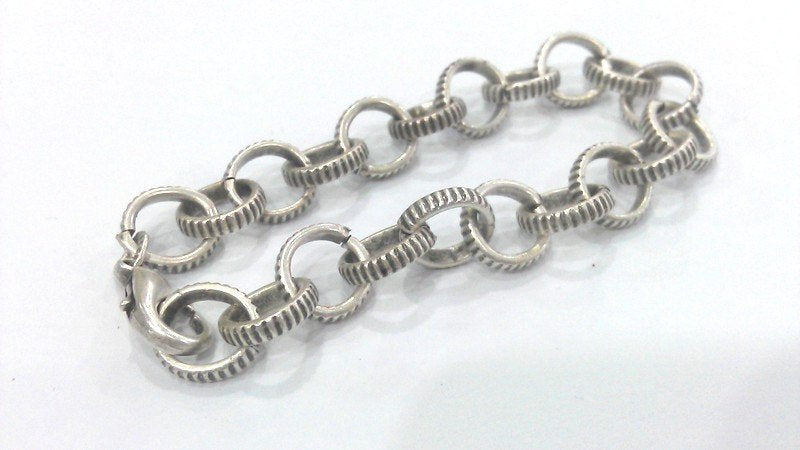 Silver Plated Bracelet Chain, Findings,12 mm  G4058