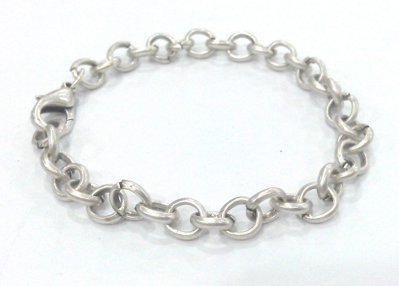 Silver Bracelet Chain Component Silver Plated Bracelet Chain, Findings,8 mm  G2199