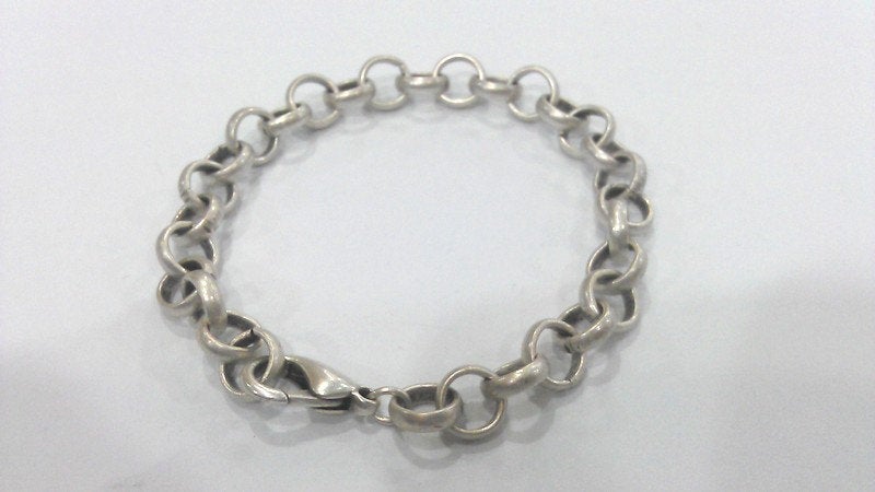 Silver Plated Bracelet Chain, 10 mm Findings, G9559