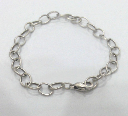 5 Silver Plated Bracelet Components Chain, Findings, 5 Pcs.  8x6 mm G2203