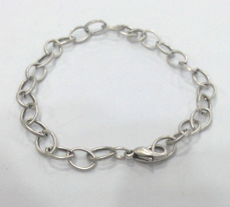 5 Silver Plated Bracelet Components Chain, Findings, 5 Pcs.  8x6 mm G2203