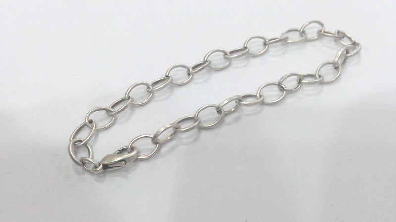 5 Silver Plated Bracelet Components Chain, Findings, 5 Pcs.  8x6 mm G2203