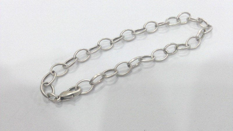 Silver Plated Bracelet Chain, Findings, 8x6 mm G2203