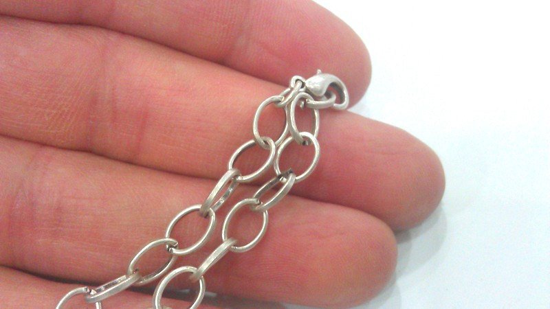 Silver Plated Bracelet Chain, Findings, 8x6 mm G2203