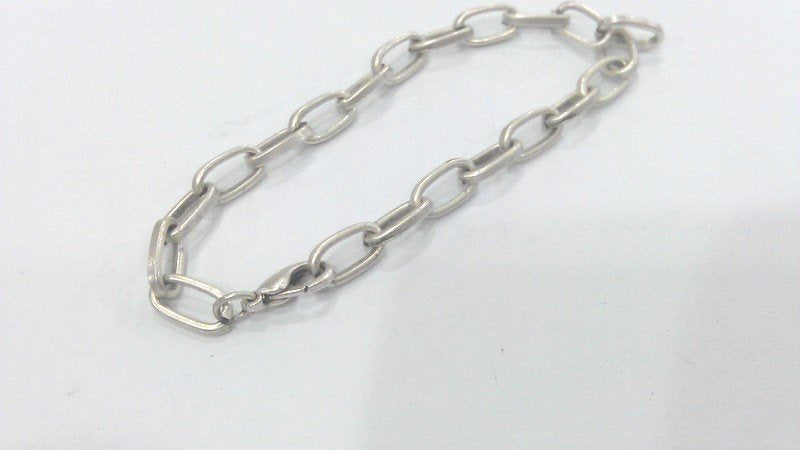 Silver Bracelet Component Silver Plated Bracelet Chain, Findings, 11x7 mm G9558