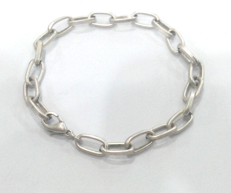 Silver Bracelet Component Silver Plated Bracelet Chain, Findings, 11x7 mm G9558