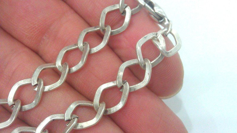 Silver Bracelet Chain Component Silver Plated Bracelet Chain, Findings,12x9 mm  G2206