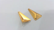 10 Triangle Connector with Three Holes , Gold Plated Brass (20x12 mm)  G2214