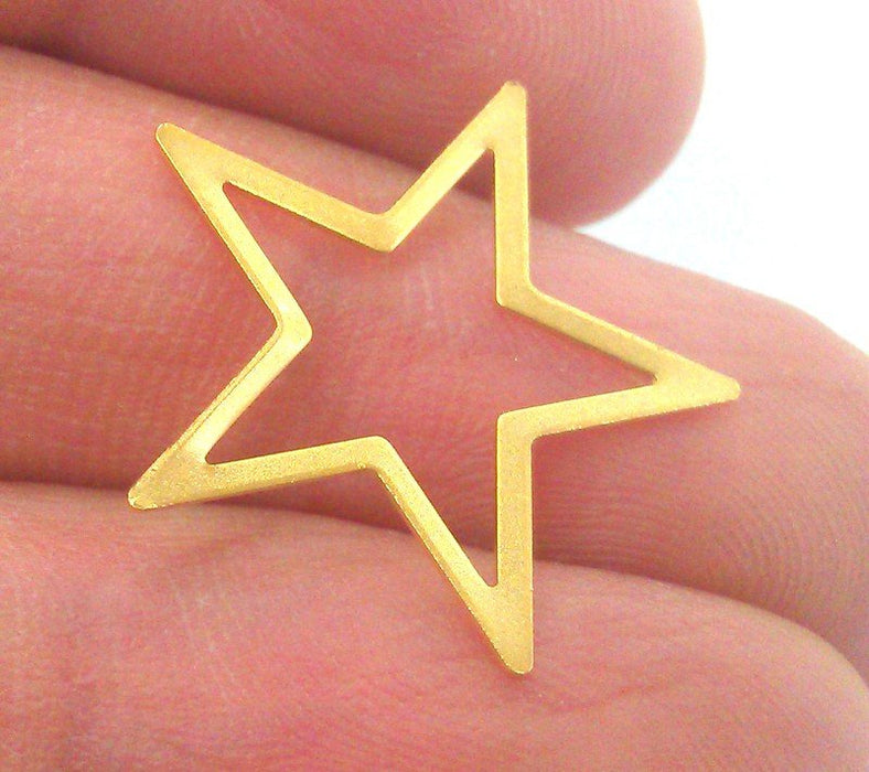 10 Pcs (22 mm)  Star Charms , Gold Plated Brass  G2216