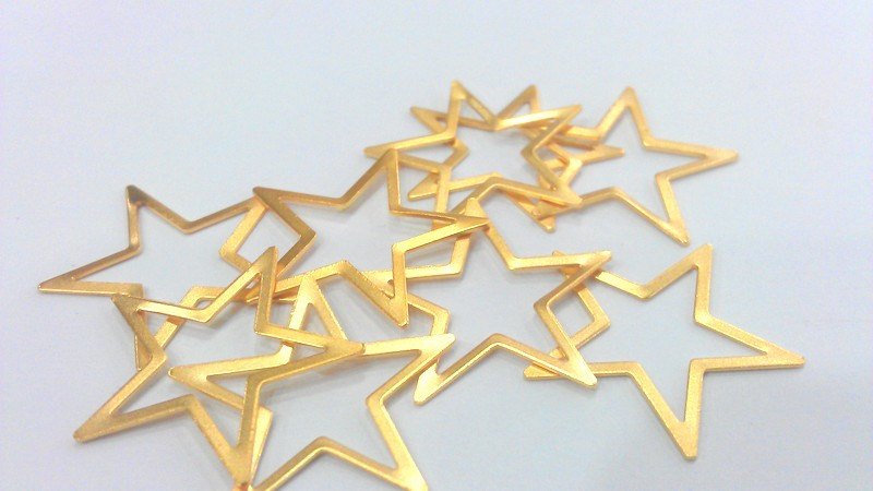 10 Pcs (22 mm)  Star Charms , Gold Plated Brass  G2216