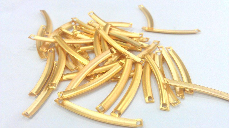 8 Pcs (35x4 mm) Gold Plated Brass Connector with Double Holes  G2217