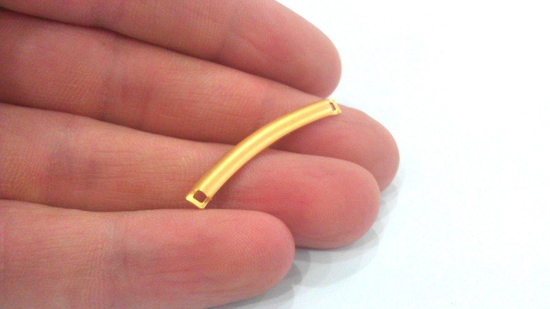 8 Pcs (35x4 mm) Gold Plated Brass Connector with Double Holes  G2217