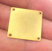 4 Pcs (20 mm) Square Connector with Four Holes  , Gold Plated Brass G2218