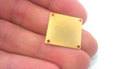 4 Pcs (20 mm) Square Connector with Four Holes  , Gold Plated Brass G2218