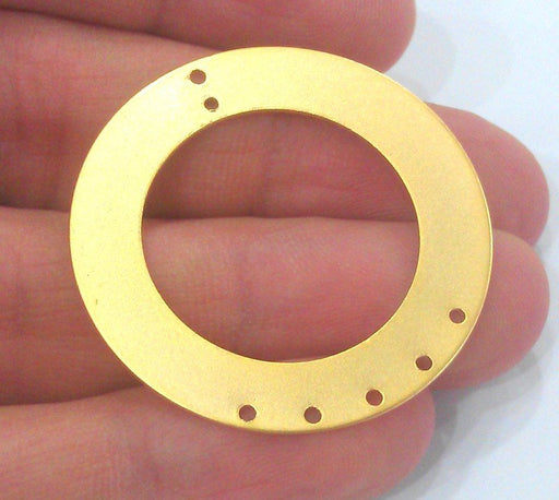 2 Gold Plated Brass Circle Round Findings 2 Pcs (38 mm)  G2219