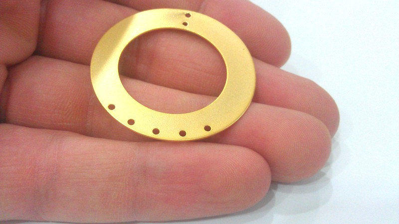 2 Gold Plated Brass Circle Round Findings 2 Pcs (38 mm)  G2219