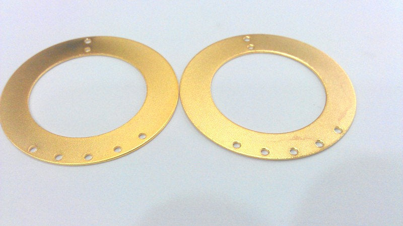 2 Gold Plated Brass Circle Round Findings 2 Pcs (38 mm)  G2219