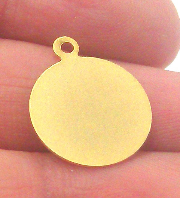 6 Gold Round Charms , Gold Plated Brass (16 mm) G2220