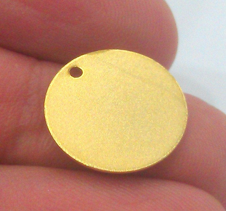 6 Gold Round Charms ,Gold Plated Brass  (16 mm)  G2223