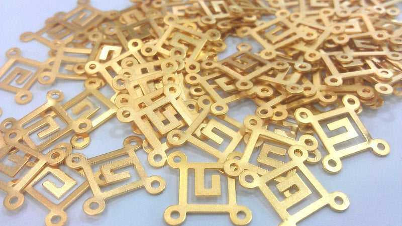 10 Gold Connector Charm Gold Plated Brass 10 Pcs (14 mm)  G2225