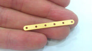 8 Gold Separator Connector with six holes  , Gold Plated Brass 8 Pcs (40x4 mm) G2226
