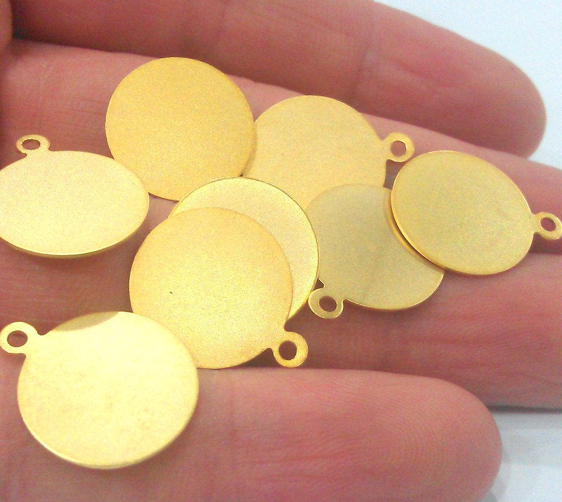 6 Gold Round Charms , Gold Plated Brass (16 mm) G2220