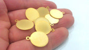 6 Gold Round Charms , Gold Plated Brass (16 mm) G2220