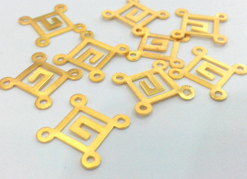 10 Gold Connector Charm Gold Plated Brass 10 Pcs (14 mm)  G2225