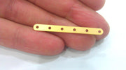 8 Gold Separator Connector with six holes  , Gold Plated Brass 8 Pcs (40x4 mm) G2226