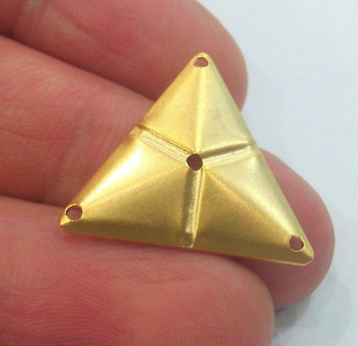 4 Triangle Connector Gold Plated Brass  (22 mm)   G2228