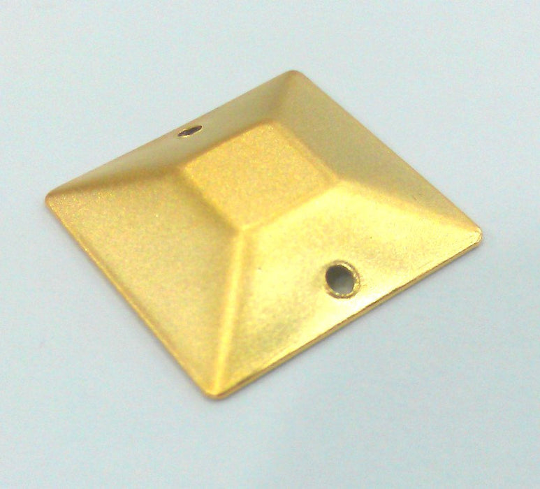 6 Gold Square Connector with Double Holes , Gold Plated Brass 6 Pcs (16 mm)   G2230