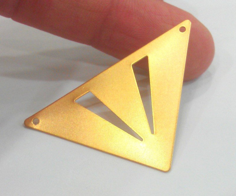2 Pcs (45x28 mm)  Triangle Connector,Charms, Gold Plated BrassG2232