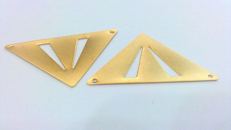 2 Pcs (45x28 mm)  Triangle Connector,Charms, Gold Plated BrassG2232