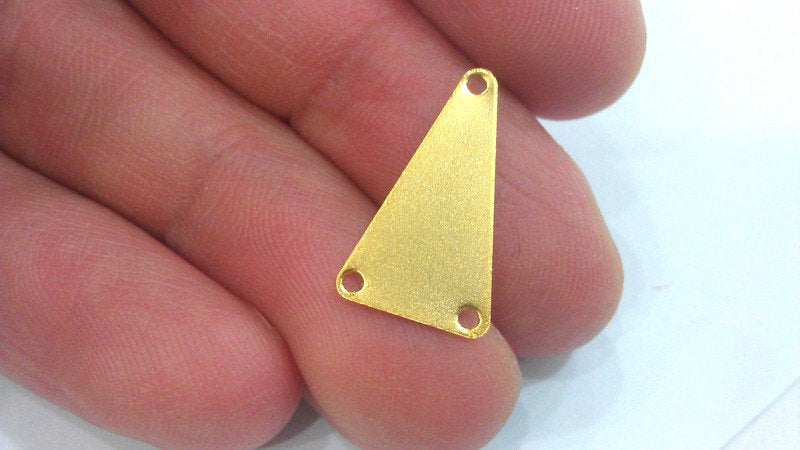 10 Pcs (20x12 mm)Triangle Connector,Charms, Gold Plated Brass G2235
