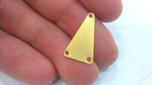 10 Pcs (20x12 mm)Triangle Connector,Charms, Gold Plated Brass G2235