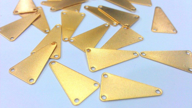 10 Pcs (20x12 mm)Triangle Connector,Charms, Gold Plated Brass G2235
