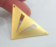 2 Pcs (45x28 mm)  Triangle Connector,Charms, Gold Plated BrassG2232