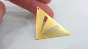 2 Pcs (45x28 mm)  Triangle Connector,Charms, Gold Plated BrassG2232