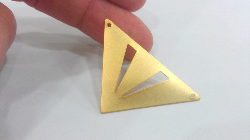 2 Pcs (45x28 mm)  Triangle Connector,Charms, Gold Plated BrassG2232
