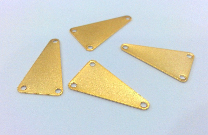 10 Pcs (20x12 mm)Triangle Connector,Charms, Gold Plated Brass G2235