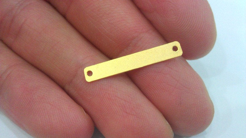 10 Pcs (25x4 mm) Gold Plated Brass Connector with Double Holes  G2240