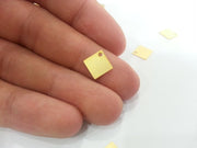 10 Pcs (10 mm)  Square Charms  , Gold Plated Brass G2247