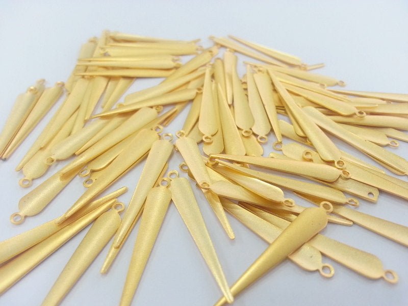 50 Gold Plated Brass Charms  (32x6 mm)  G15083