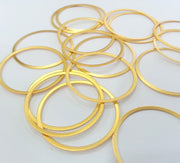 12 Gold Plated Round Circle Charms 12 Pcs (35mm)  G16686
