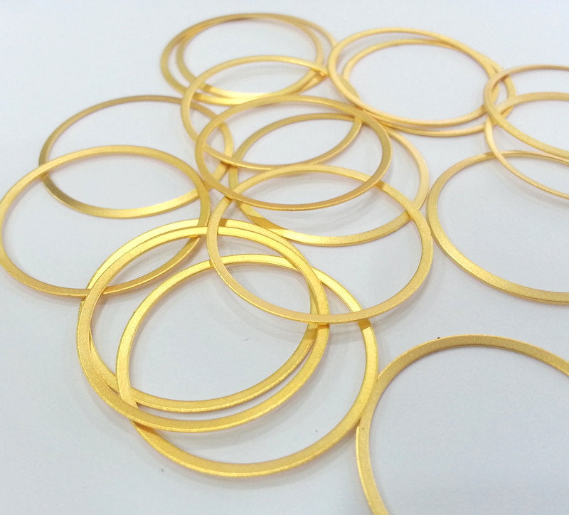 12 Gold Plated Round Circle Charms 12 Pcs (35mm)  G16686