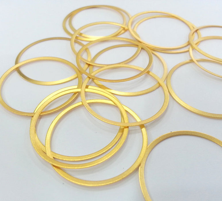 12 Gold Plated Round Circle Charms 12 Pcs (35mm)  G16686