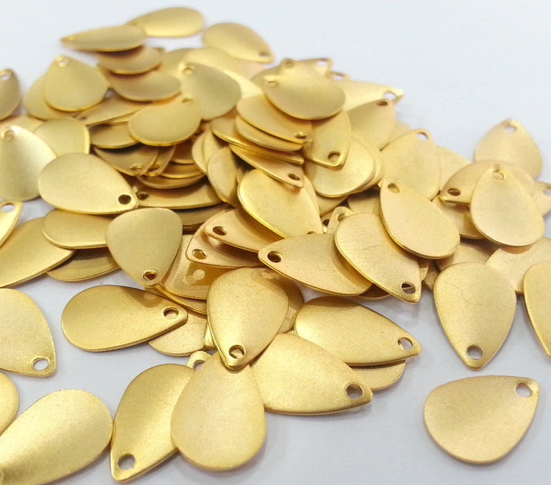10 Gold Charms Drop Charms , Gold Plated Brass 10 Pcs (13x9 mm)  G13722