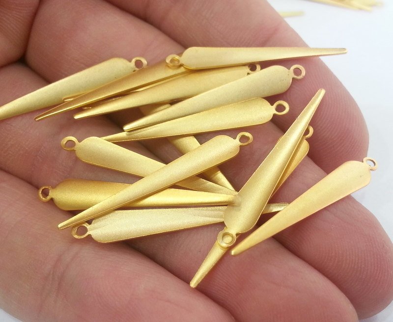 10 Gold Plated Brass Charms  (32x6 mm)  G15083